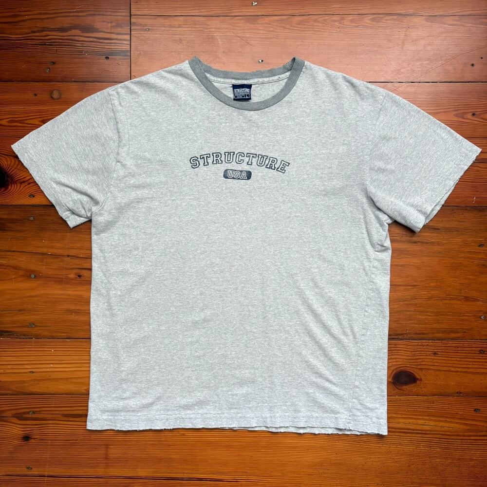 Vintage Structure Skate T-Shirt Men's Size L Gray Distressed
